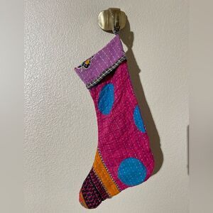 Colorful Kantha  Patchwork Christmas Stocking